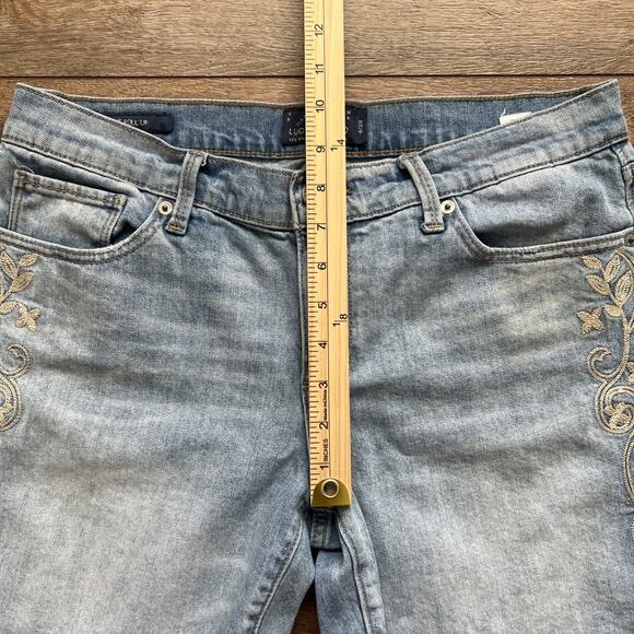 Lucky Brand Jean Shorts Womens 6/28 The Roll Up Denim Embroidered Boho Hippie - Picture 7 of 11